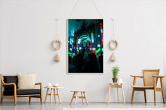 Woman In Neon Cyberpunk Clothes Wall Art