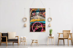 Rainbow Car To Road Wall Art