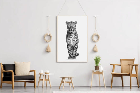 African Leopard Black & White Wall Art - beink online art store