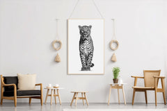 African Leopard Black & White Wall Art