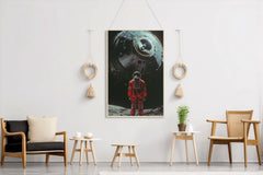 An astronaut in a space suit with the alien spaceship in the background - beink online art store