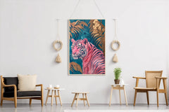 Handmade Tiger Painting with Palm Leaves - beink online art store