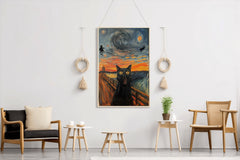 Screaming Black Cat Painting Wall Art