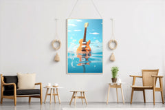 Guitar Drowned In Water Wall Art