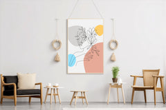 Woman Face and Elegant Flowers Wall Art