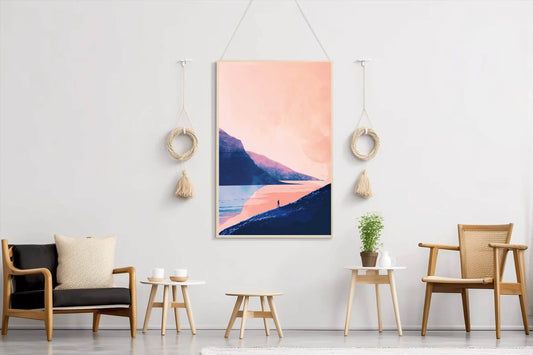 Lonely Wanderer in Pink Sunset Wall Art - beink online art store