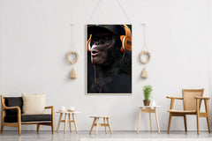 Monkey With Headphones Wall Art