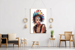 Native American Lady with Feathers Wall Art - beink online art store