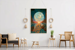 A painting of a planet with a blue sky artwork - beink online art store