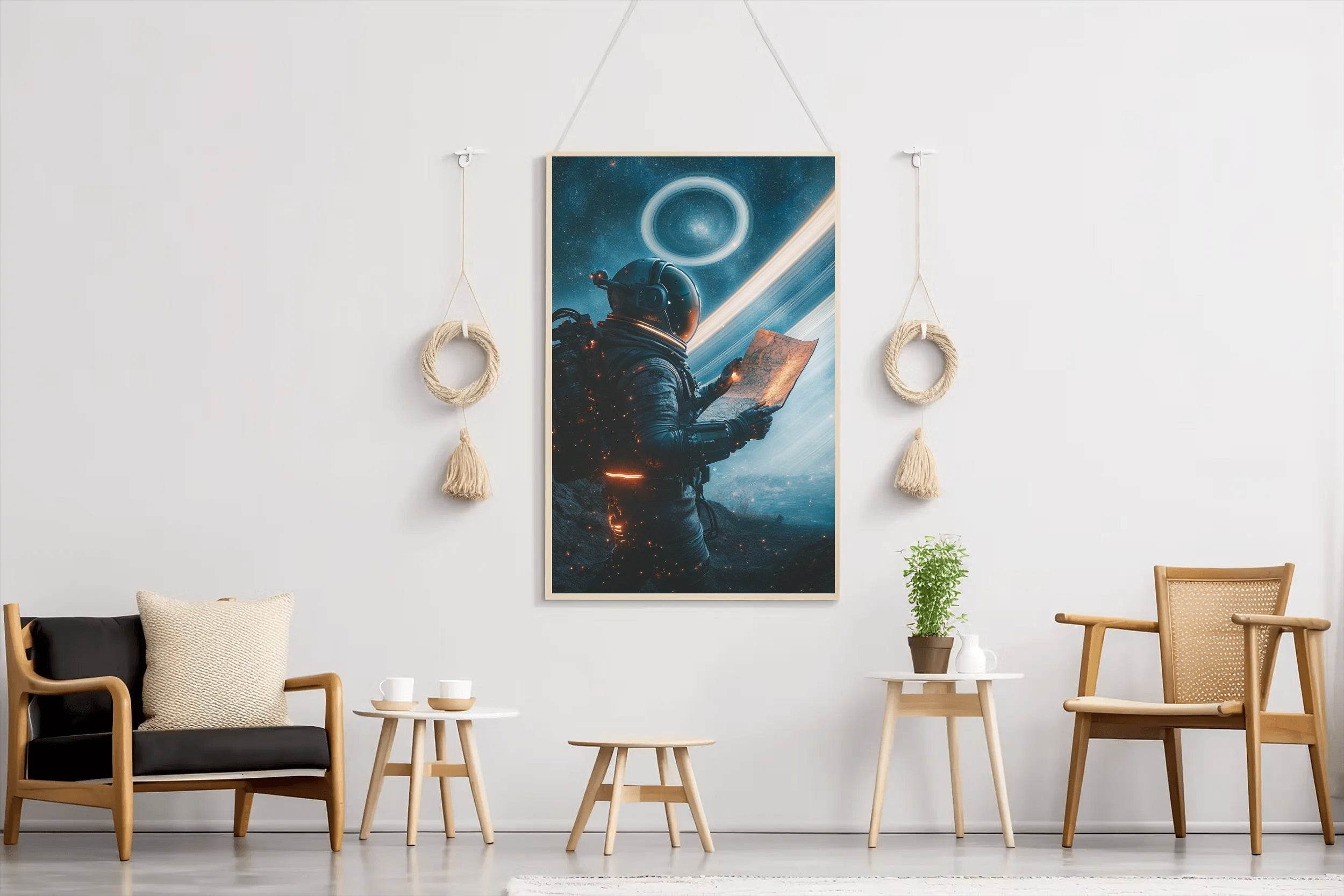 astronaut holding a piece of paper Wall Art - beink online art store