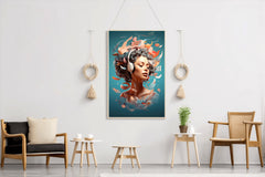 Anime Girl With Old Headphones Wall Art