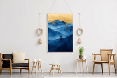 Black Horse Painting In The Mountains Wall Art