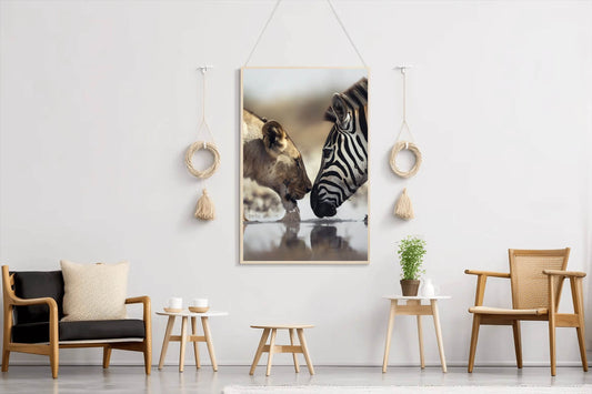 Zebra and Tiger Drinking Water Wall Art - beink online art store