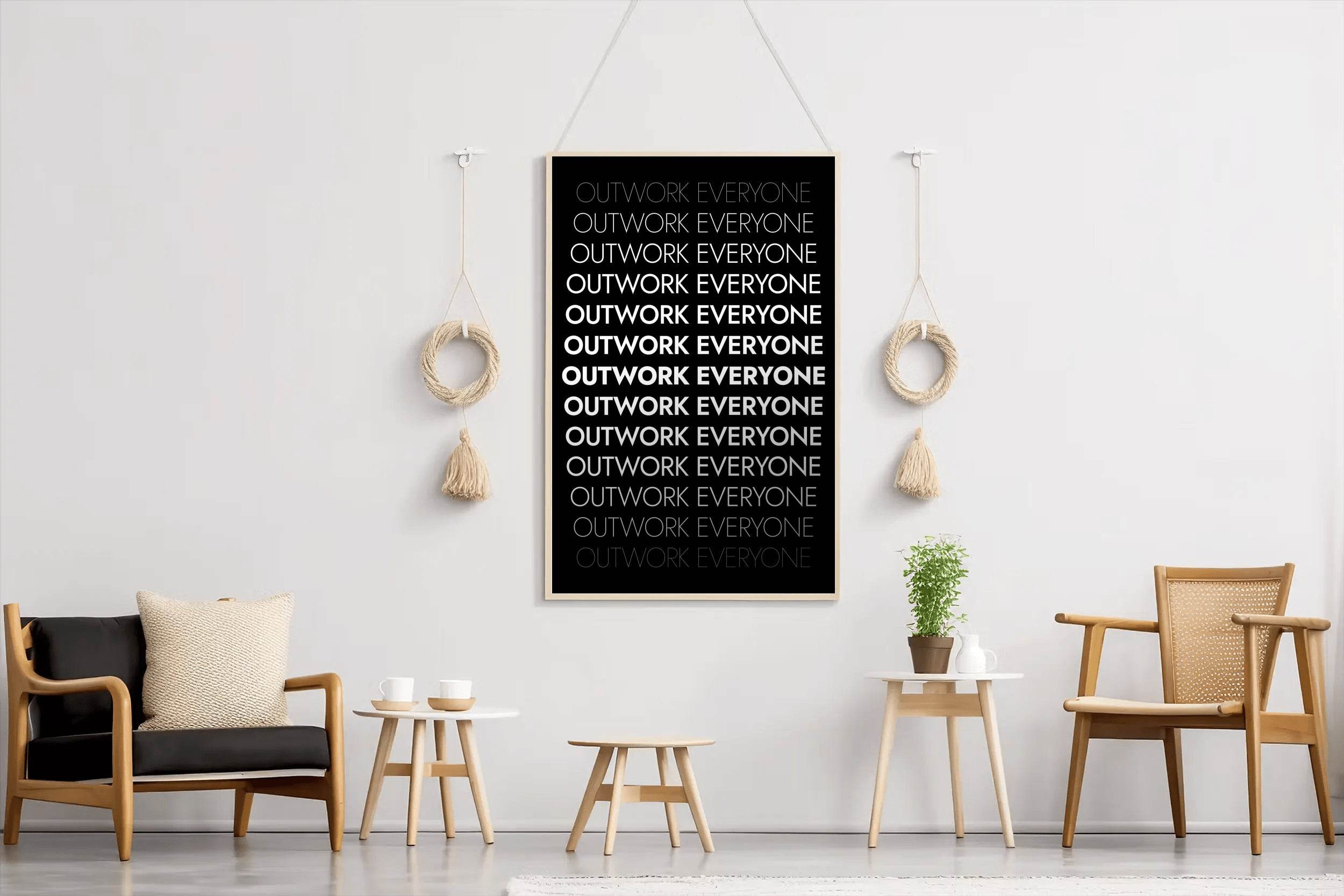 Hustle Outwork Motivational Wall Art - beink online art store