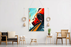 Ferrari Red Cartoon Style Wall Art