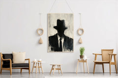 Painting of a Man Wearing a Hat and a Suit