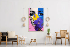 Modern Girl With Flowers Abstract Wall Art