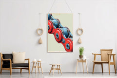 Painting of Red and Blue Bicycle Chain Artwork