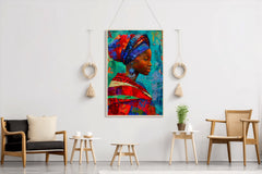 Colorful Scarf African Woman  Wall Art