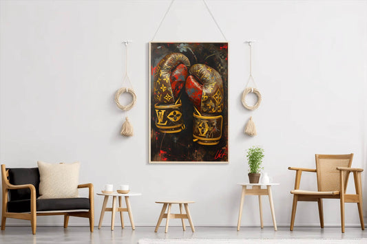 Gold Color Boxing Gloves Wall Art - beink online art store