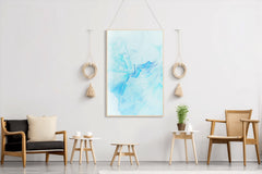 Cyan Color Oil Spread Abstract Wall Art