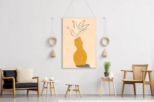 Honey Yellow Poster With Vase Wall Art - beink online art store