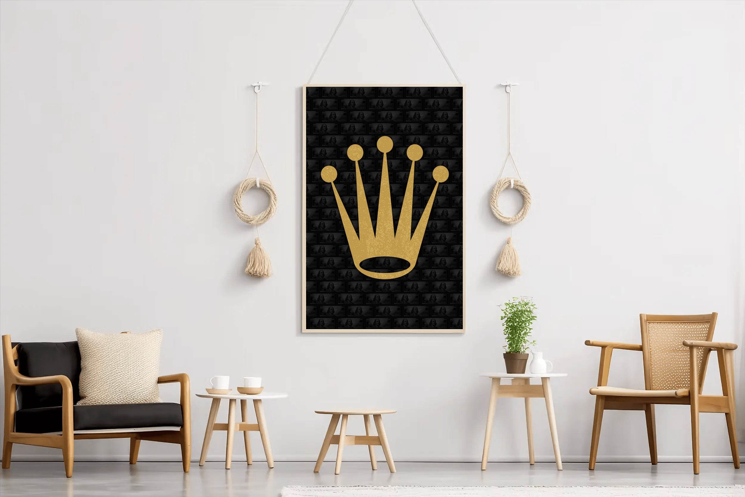 Golden Crown with Black Background Wall Art - beink online art store