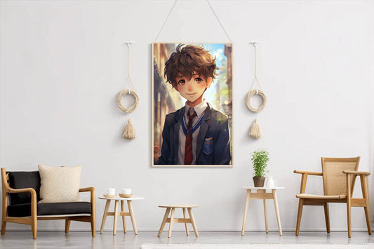 Anime style portrait of young Student school in Uniform Wall Art - beink online art store