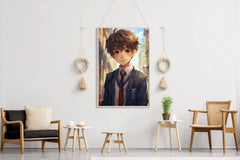 Anime style portrait of young Student school in Uniform  Wall  Art