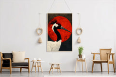 Black and Red Crane Wall Art