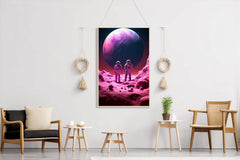 astronauts on a purple planet Wall Art - beink online art store