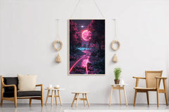 Train Tracks In Pink Moonlight Wall Art - beink online art store