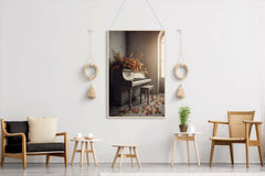 White Piano In The Church Wall Art