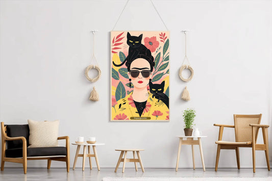 Oil Painting of a Girl With Goggle in Tropical Background Wall Art - beink online art store