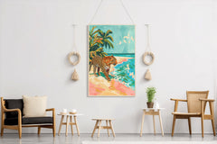 Leopard on the Beach Wall Art