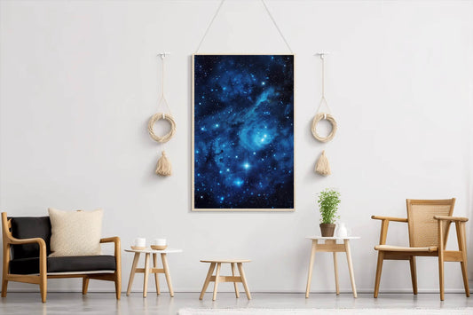 Space with stars blue and black background wall art - beink online art store