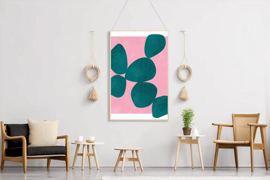 Jade Green Stone With Pink Background Wall Art - beink online art store