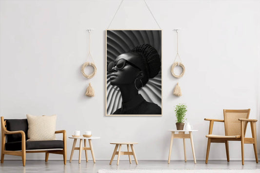 Girl in Goggle Black & White Wall Art - beink online art store