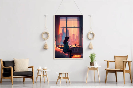 Lofi Girl in Room Anime Wall Art - beink online art store