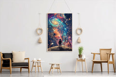 An alien planet's sky full of strange constellations and colorful nebulae - beink online art store