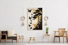 Painting Beautiful Black Butterflies Wall Art