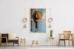 Women Wide Brim Hat Painting Wall Art