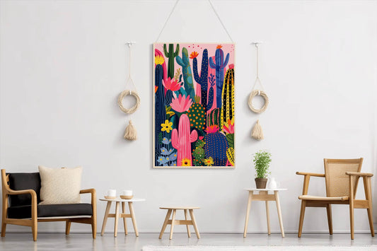 Colorful Cactus Garden Wall Art - beink online art store