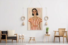 Women in Senset Stripes Dress - Bold Serenity Wall Art