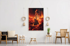 Fiery Rock Guitar Wall Art