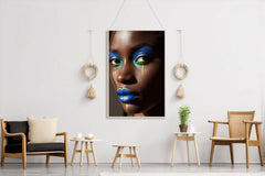 African Women Makeup With Blue Color Wall Art