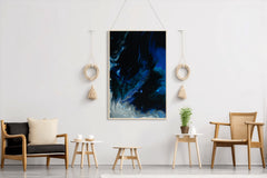 Blue Mix flowing Paint Abstract Wall Art