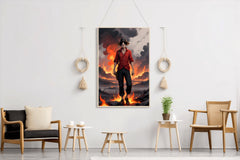 Monkey D. Luffy With Fire Background  Anime Wall  Art