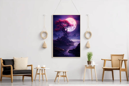 Sakura Tree In The Moonlight Wall Art - beink online art store