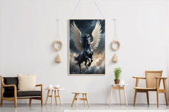 Black Unicorn With Horns Animal Wall Art